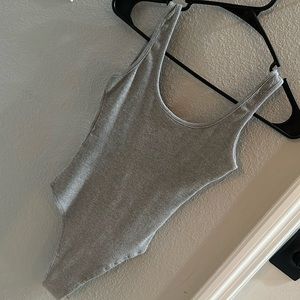 Gray open back bodysuit